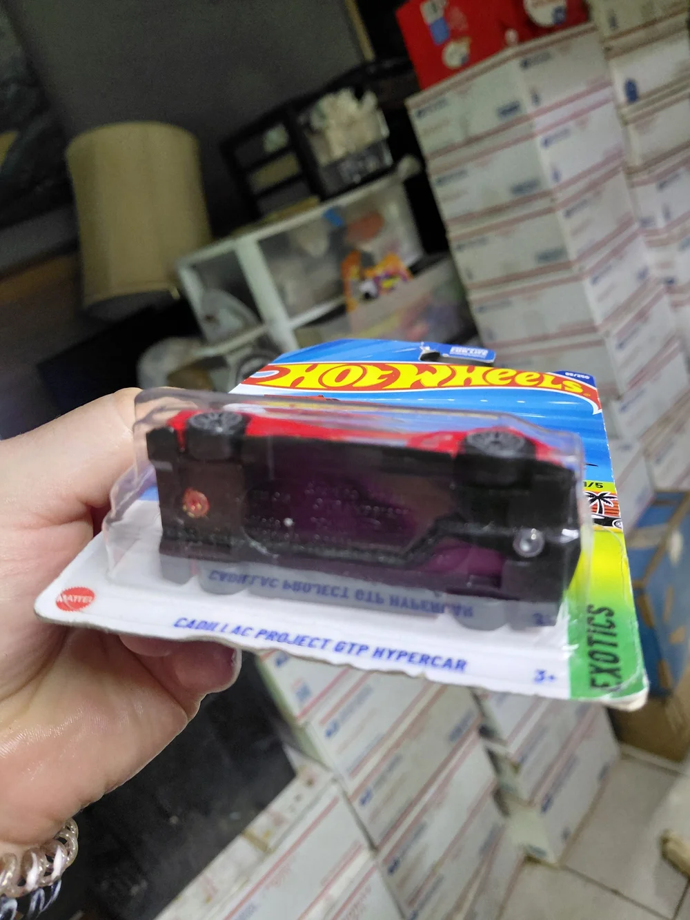 Hot Wheels 2025 HW Exotics red Cadillac Project GTP Hypercar diecast vehicle on